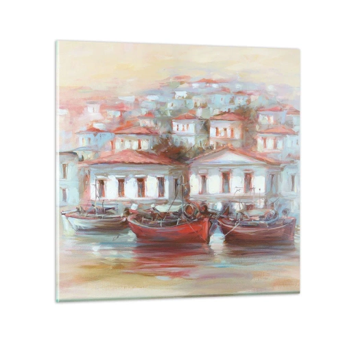 Obraz na skle - Šťastné mestečko - 50x50 cm