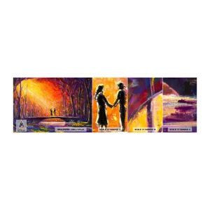 Vzorka samolepiacej fototapety Deluxe Sticker - Nebo ich tiež miluje - Abstrakcia, Pár milencov, Krajina - 100x30 cm