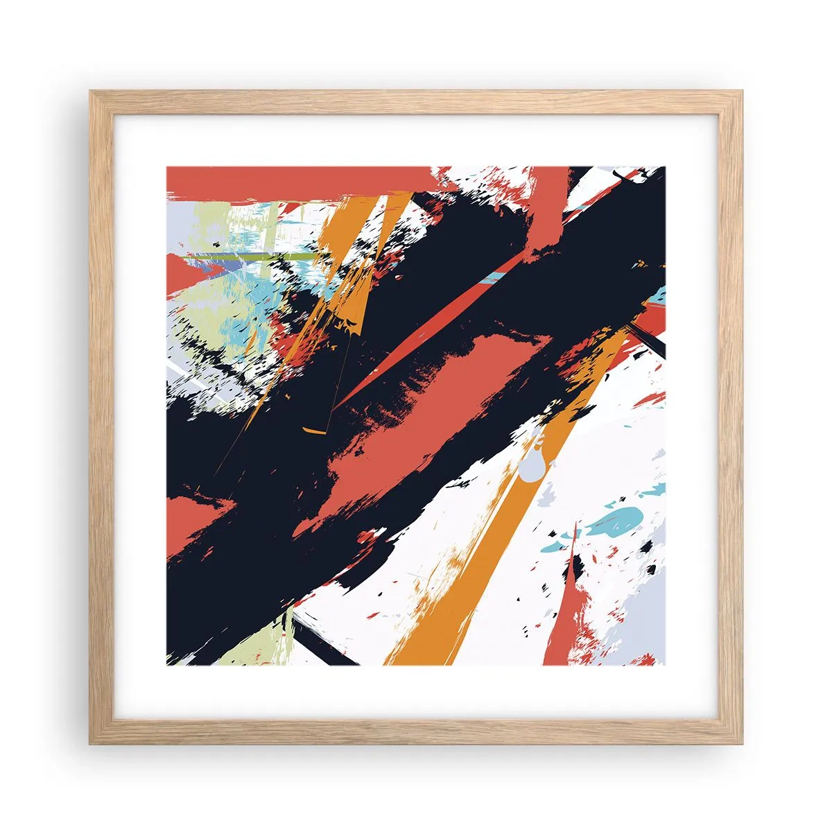 Plagát v ráme zo svetlého duba - Dynamická kompozícia - 40x40 cm