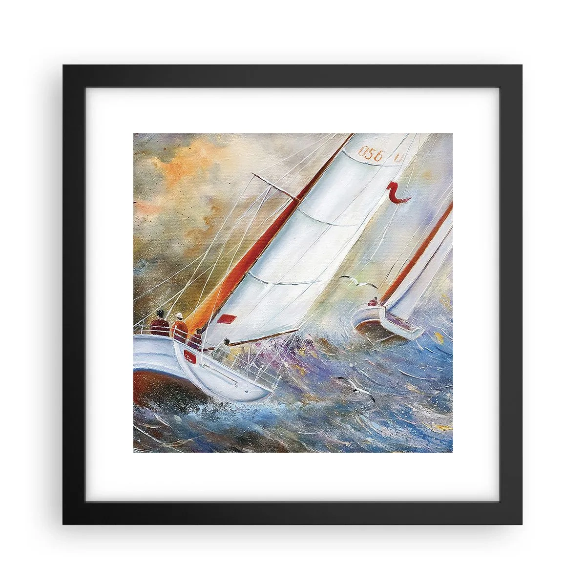 Plagát v čiernom ráme - Bežiace cez vlny - 30x30 cm