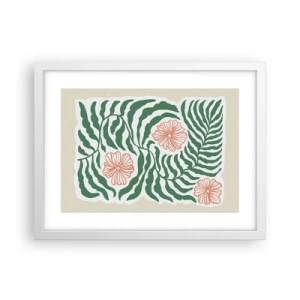 Plagát v bielom ráme - Rozkvitnuté v zeleni - 40x30 cm
