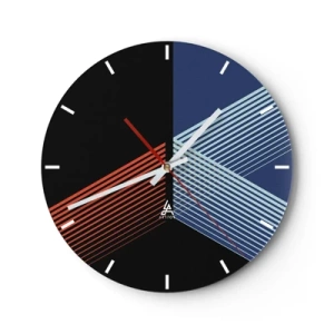Nástenné hodiny - Geometrická abstrakcia s čiarami v kontrastných farbách - 30x30cm - Jednoduchý príbeh - Moderná nástenná dekorácia do obývacej izby, kuchyne a spálne ARTTOR