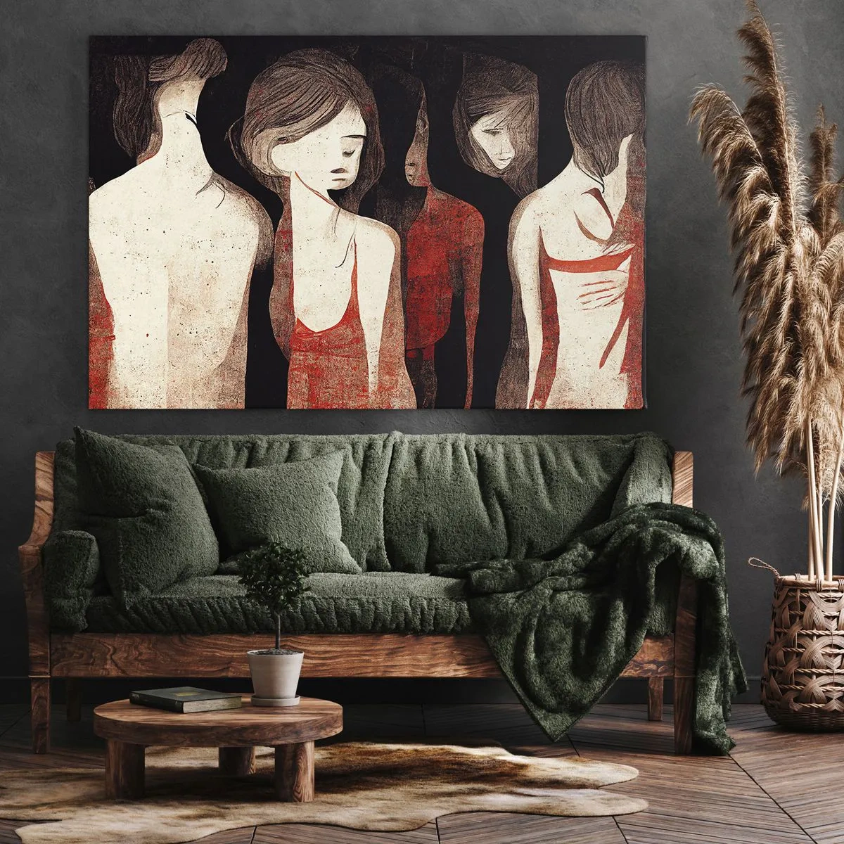 Obraz na plátne - Umelecké postavy v abstraktnej kompozícii - 70x50cm - Madony z temnoty - Moderná nástenná dekorácia do obývacej izby a spálne ARTTOR