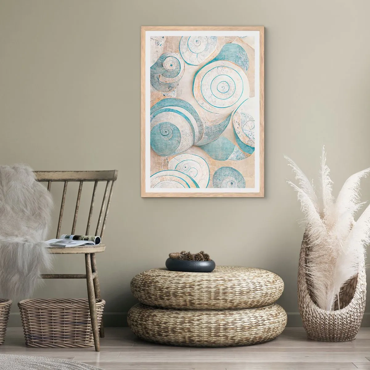 Plagát v ráme zo svetlého duba - Čo skrýva mušľa? - 70x100 cm