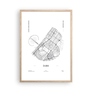 Plagát v ráme zo svetlého duba - Anatómia Dubaja - 50x70 cm