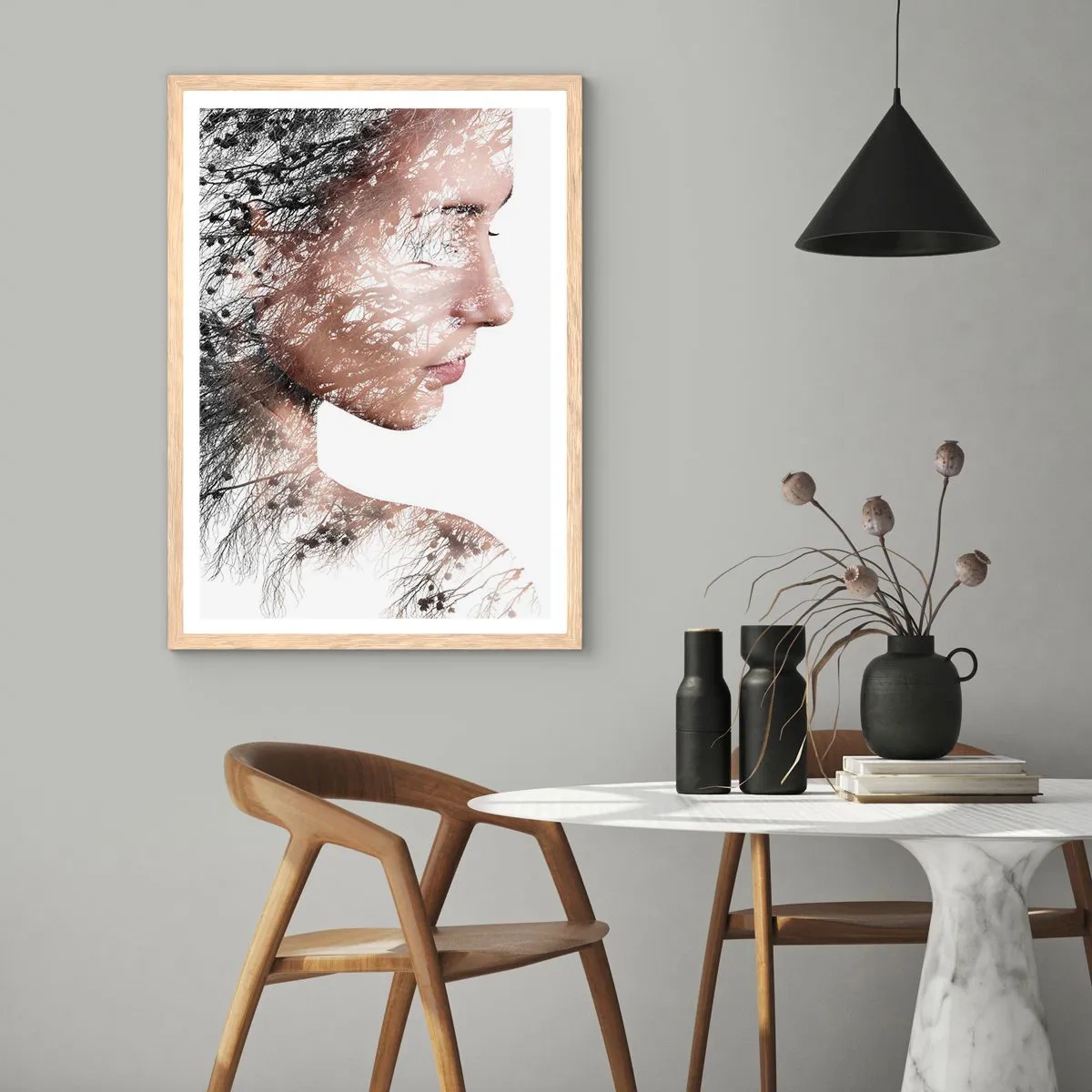 Plagát v ráme zo svetlého duba - Duch lesa - 70x100 cm