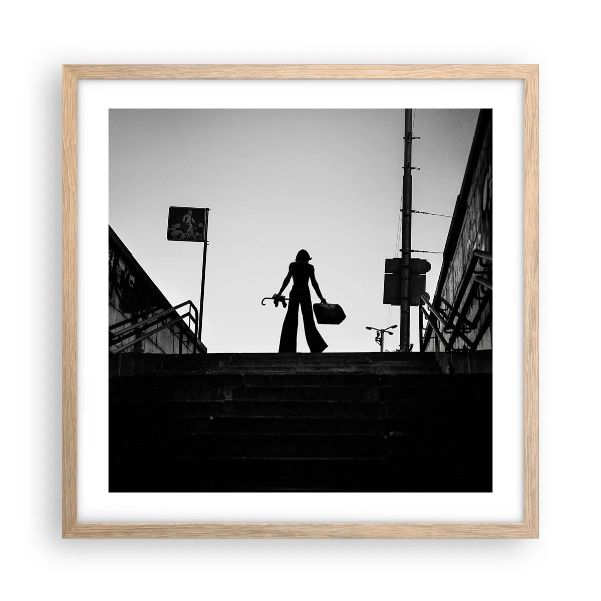 Plagát v ráme zo svetlého duba - Mestská cesta - 50x50 cm