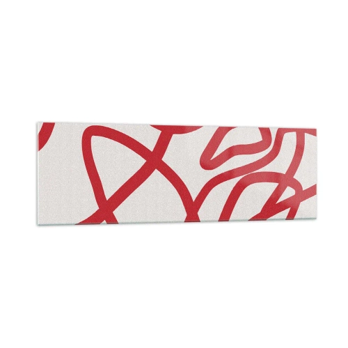 Obraz na skle - Červené na bielom - 160x50 cm