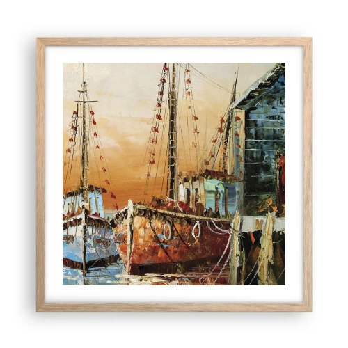 Plagát v ráme zo svetlého duba - Pokojný návrat - 50x50 cm