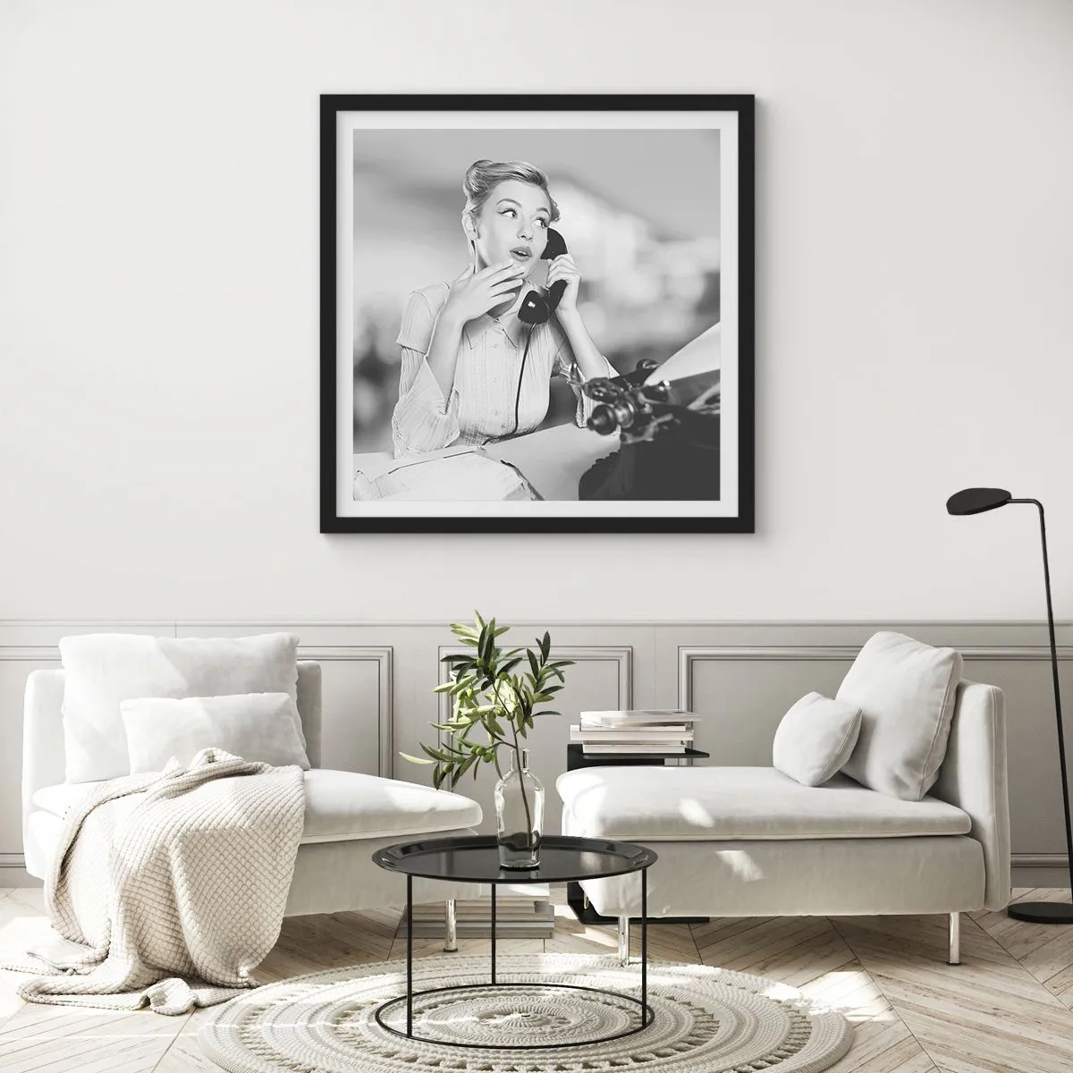 Plagát v čiernom ráme - Halo, tu sú 50. roky. - 50x50 cm