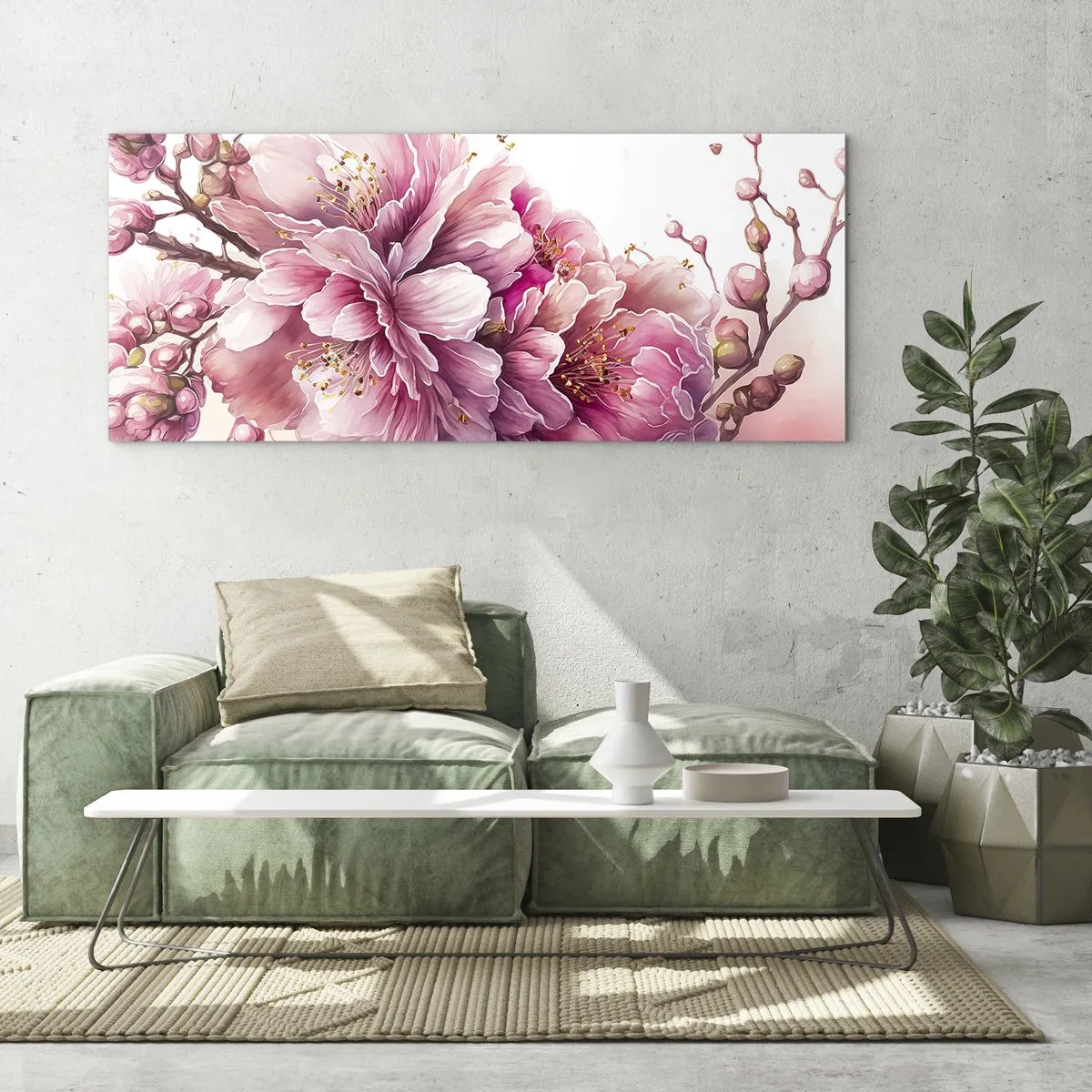 Obraz na skle - Kvet kvitnúcej čerešne - 100x40 cm