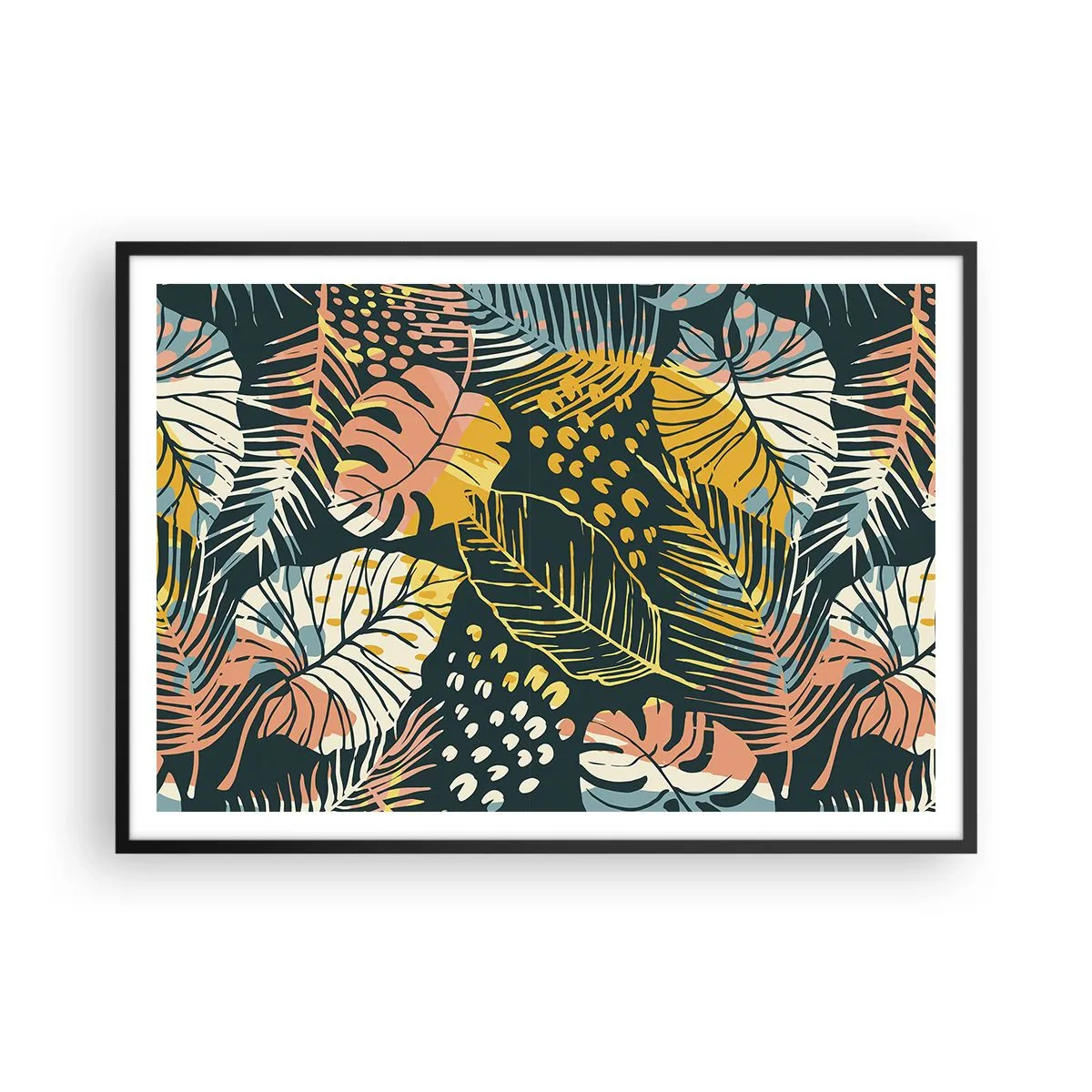 Plagát v čiernom ráme - Listová fantázia - 100x70 cm