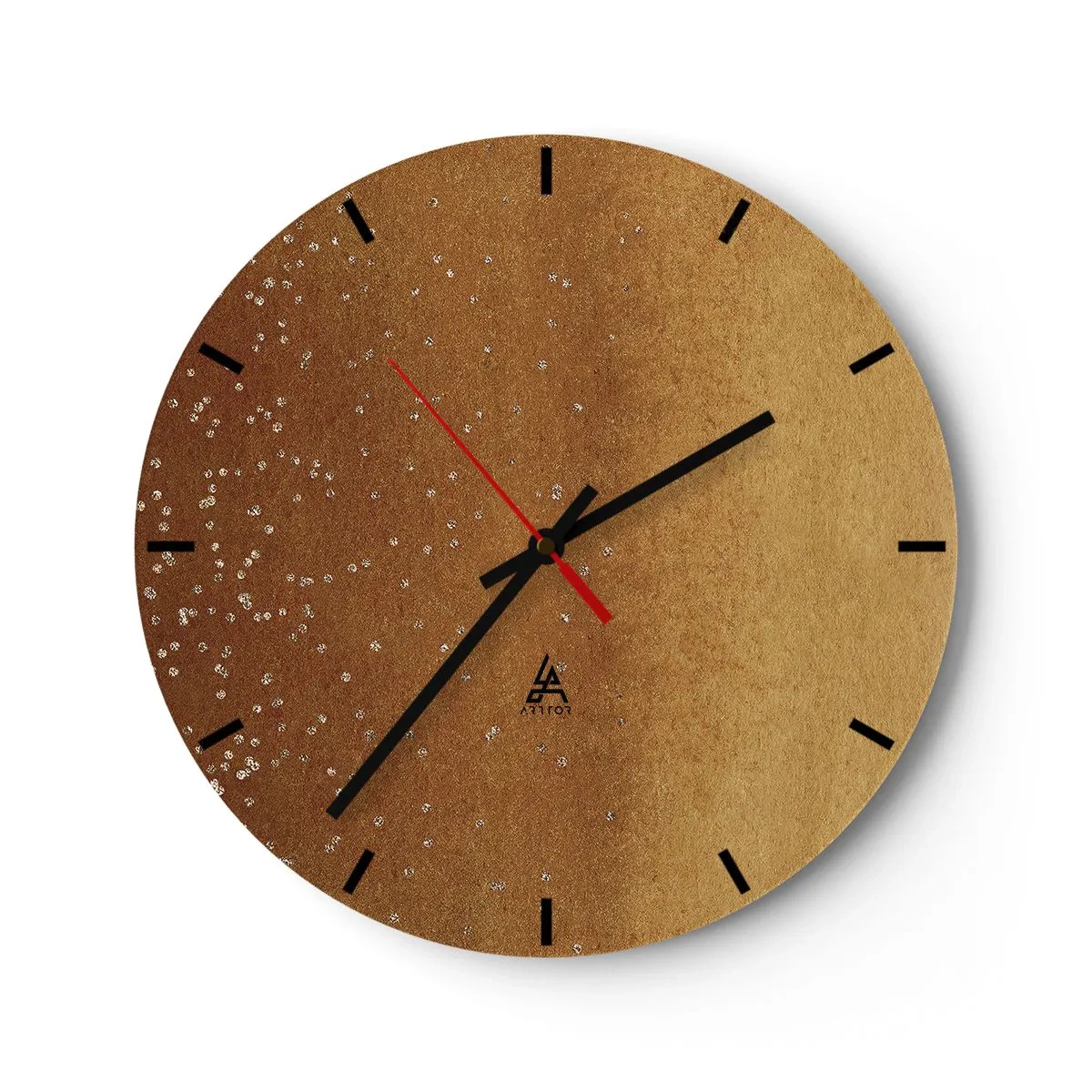 Nástenné hodiny - Zlatý abstraktný vzor s jemnými odleskami a textúrou. - 30x30cm - Zrodenie svetla - Moderná nástenná dekorácia do obývacej izby, kuchyne a spálne ARTTOR