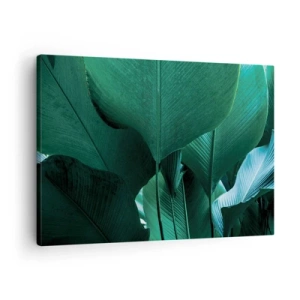Obraz na plátne - Zelené listy v minimalistickej kompozícii - 70x50cm - Obrátené k svetlu - Moderná nástenná dekorácia do obývacej izby a spálne ARTTOR