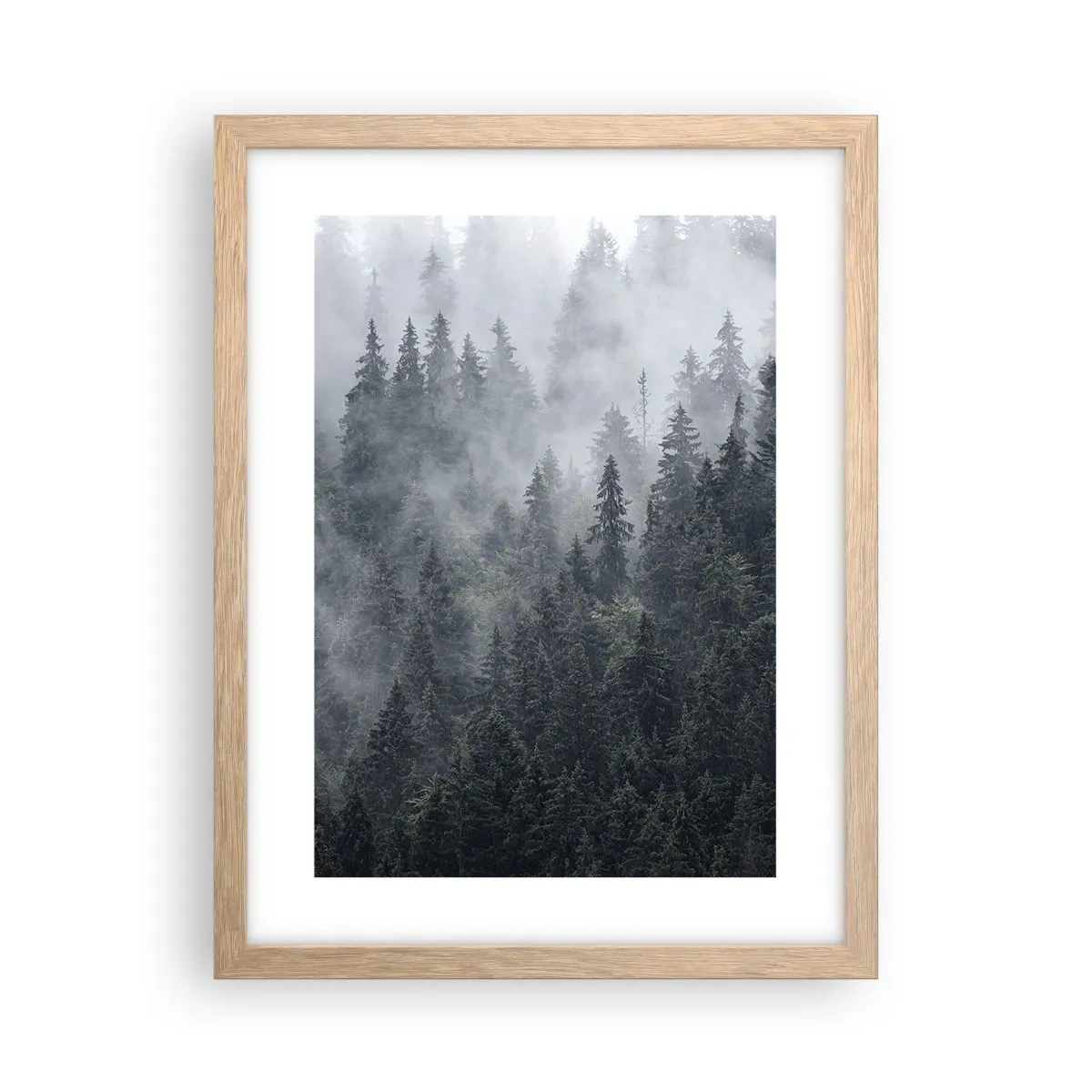 Plagát v ráme zo svetlého duba - Lesné svitania - 30x40 cm