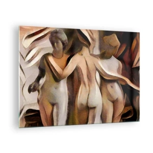 Obraz na skle - Abstraktná kompozícia s tromi postavami - 70x50cm - Tri Grácie 2.0 - Moderná nástenná dekorácia do obývacej izby a spálne ARTTOR