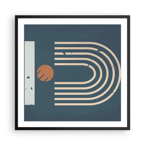 Plagát v čiernom ráme - Geometria v námorníckej modrej - 60x60 cm