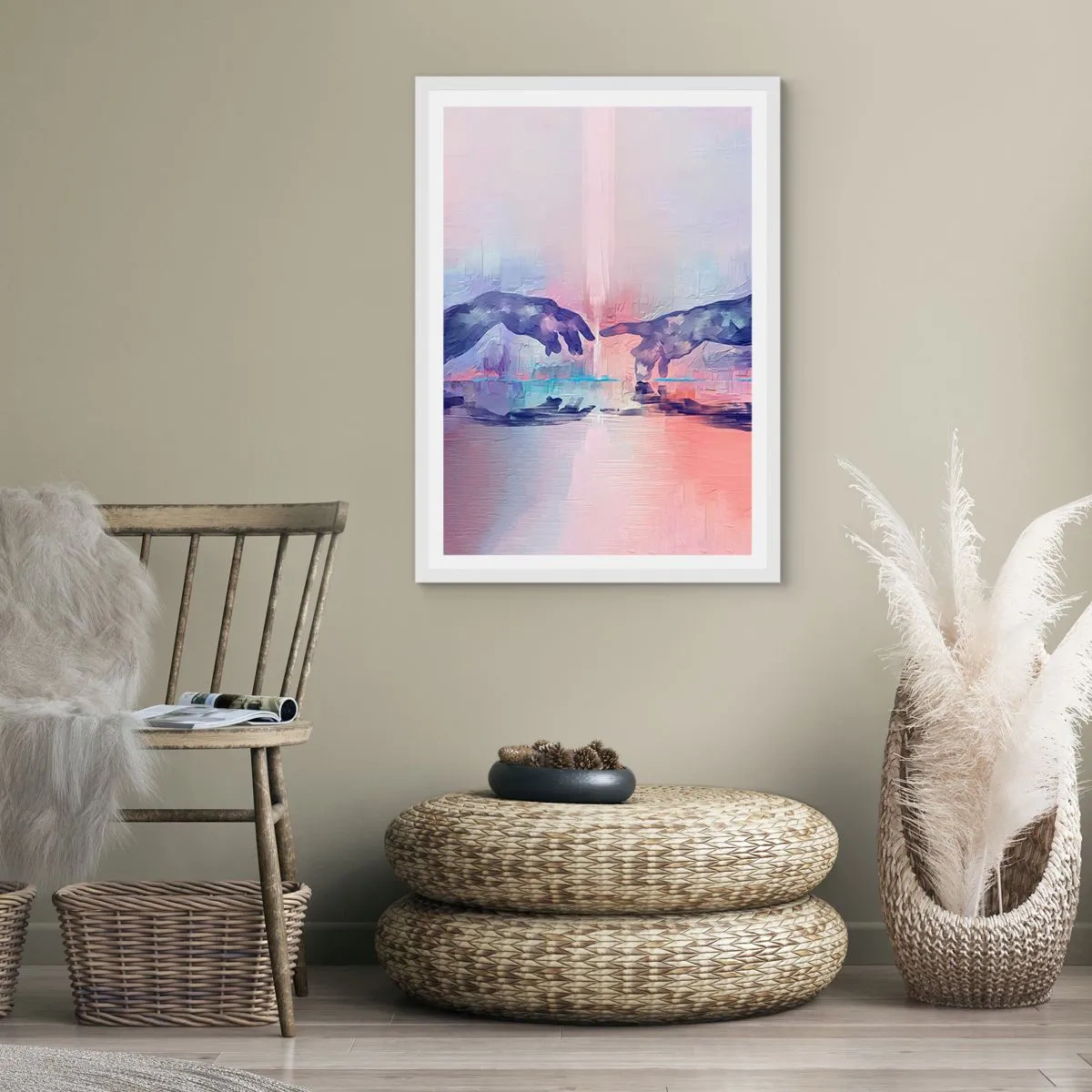 Plagát v bielom ráme - Božská iskra života - 50x70 cm