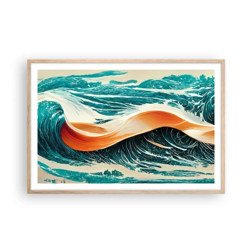 Plagát v ráme zo svetlého duba - Surferov sen - 91x61 cm