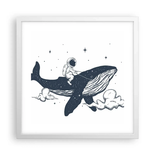 Plagát v bielom ráme - Vesmírne dobrodružstvo - 40x40 cm