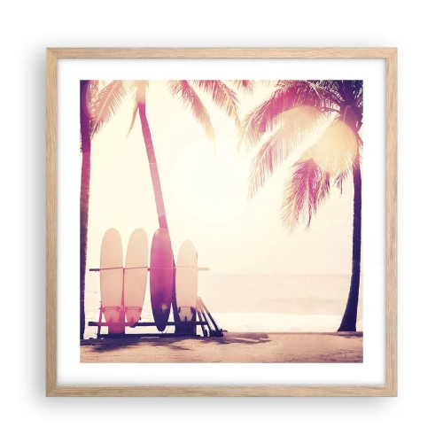 Plagát v ráme zo svetlého duba - Bude to skvelý deň - 50x50 cm