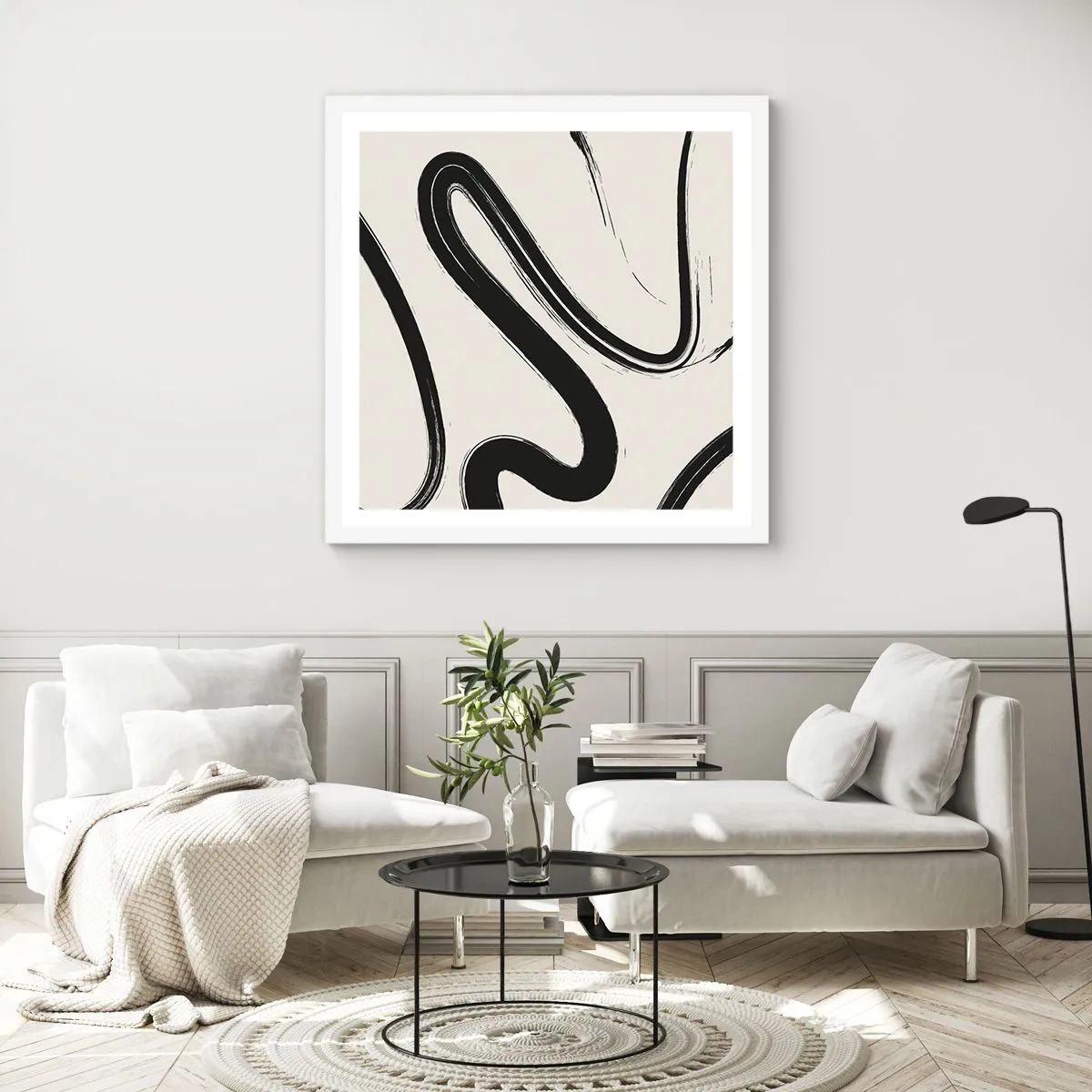 Plagát v bielom ráme - Čiernobiely rozmar - 30x30 cm