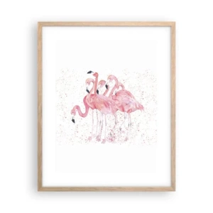 Plagát v ráme zo svetlého duba - Ružový ansámbl - 40x50 cm