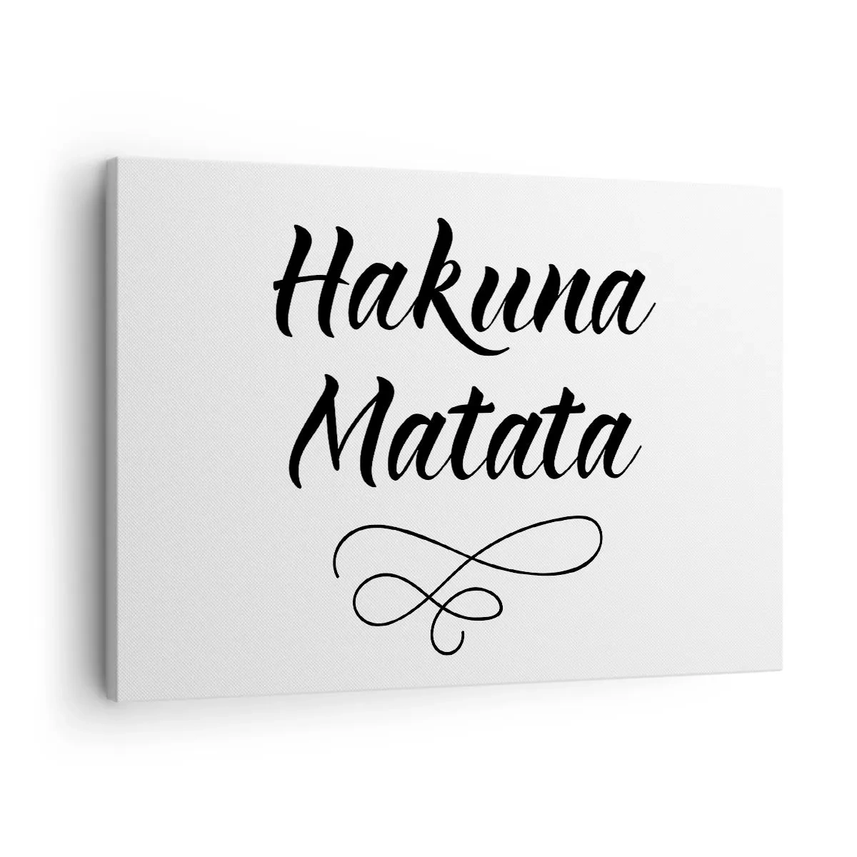 Obraz na plátne - Citát Hakuna Matata elegantným písmom na bielom pozadí - 70x50cm - Najlepšia rada - Moderná nástenná dekorácia do obývacej izby a spálne ARTTOR