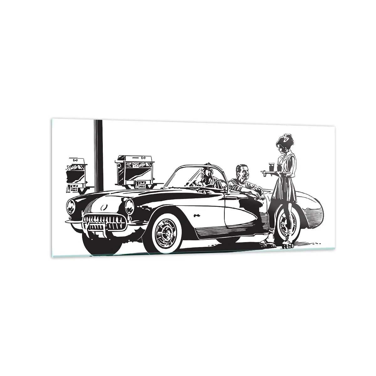 Obraz na skle - 60. - bezstarostná Amerika - 120x50 cm