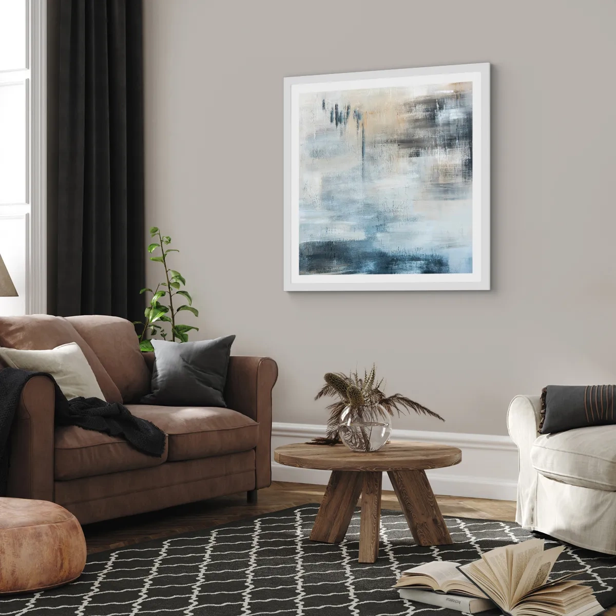 Plagát v bielom ráme - Za závojom modrej - 30x30 cm