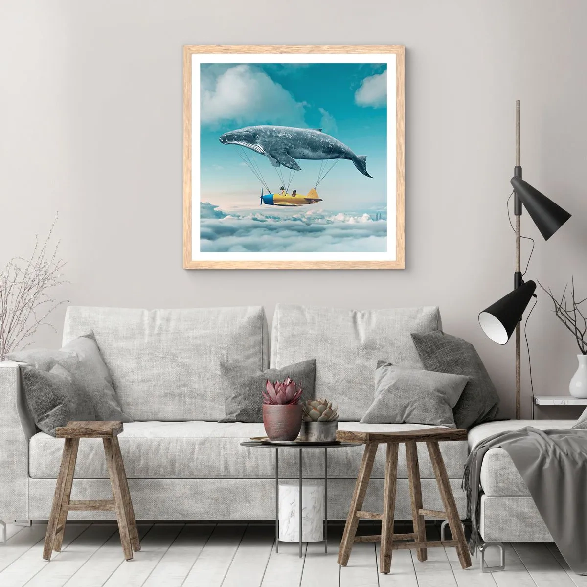 Plagát v ráme zo svetlého duba - Prečo by nie? - 50x50 cm