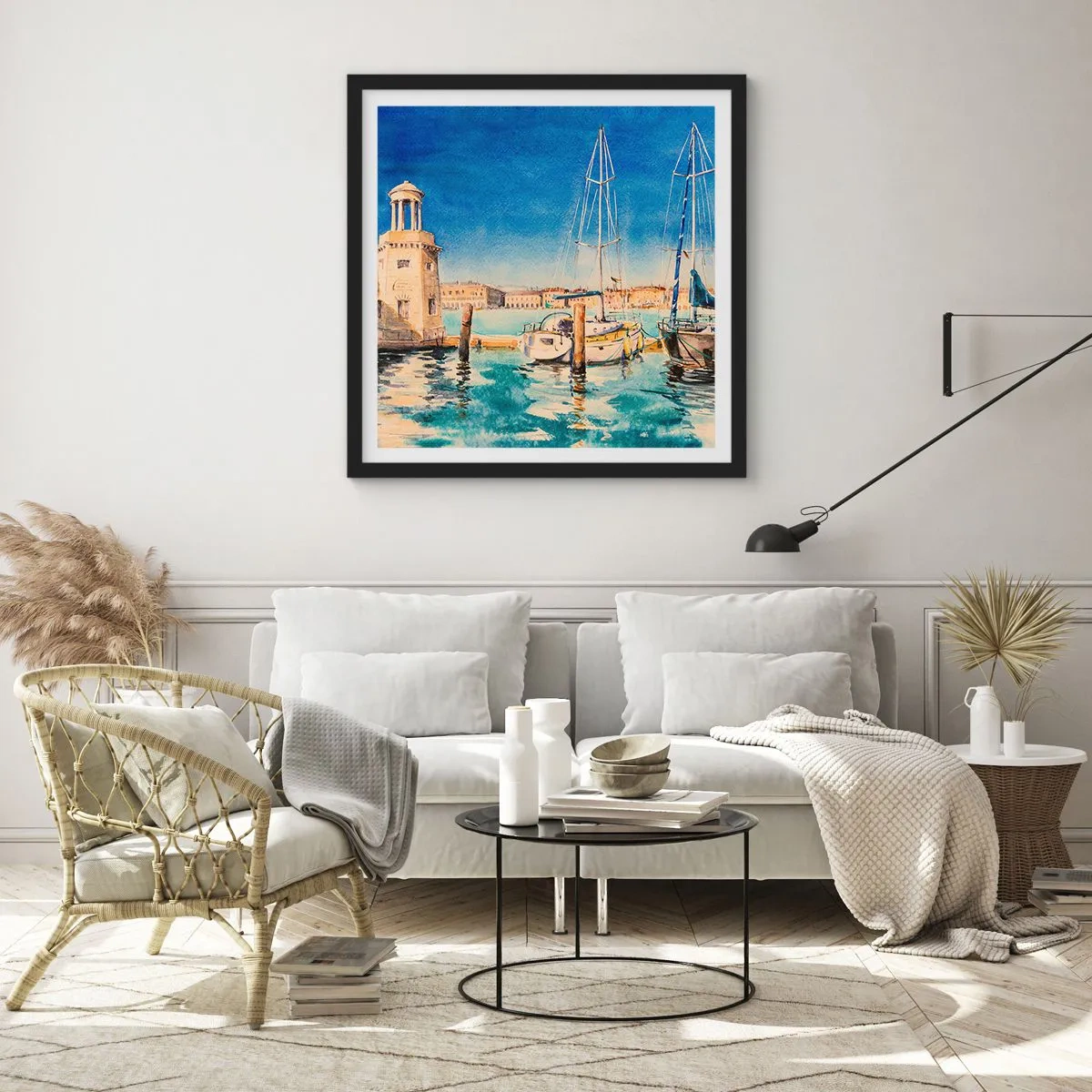 Plagát v čiernom ráme - Slnečná lagúna - 60x60 cm