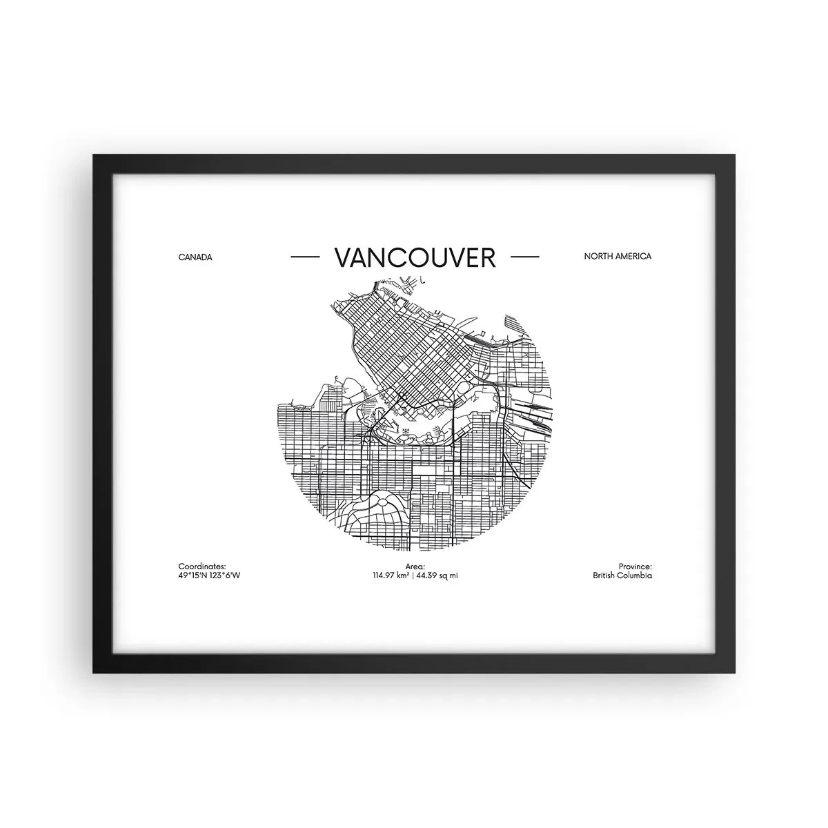 Plagát v čiernom ráme - Anatómia Vancouveru - 50x40 cm