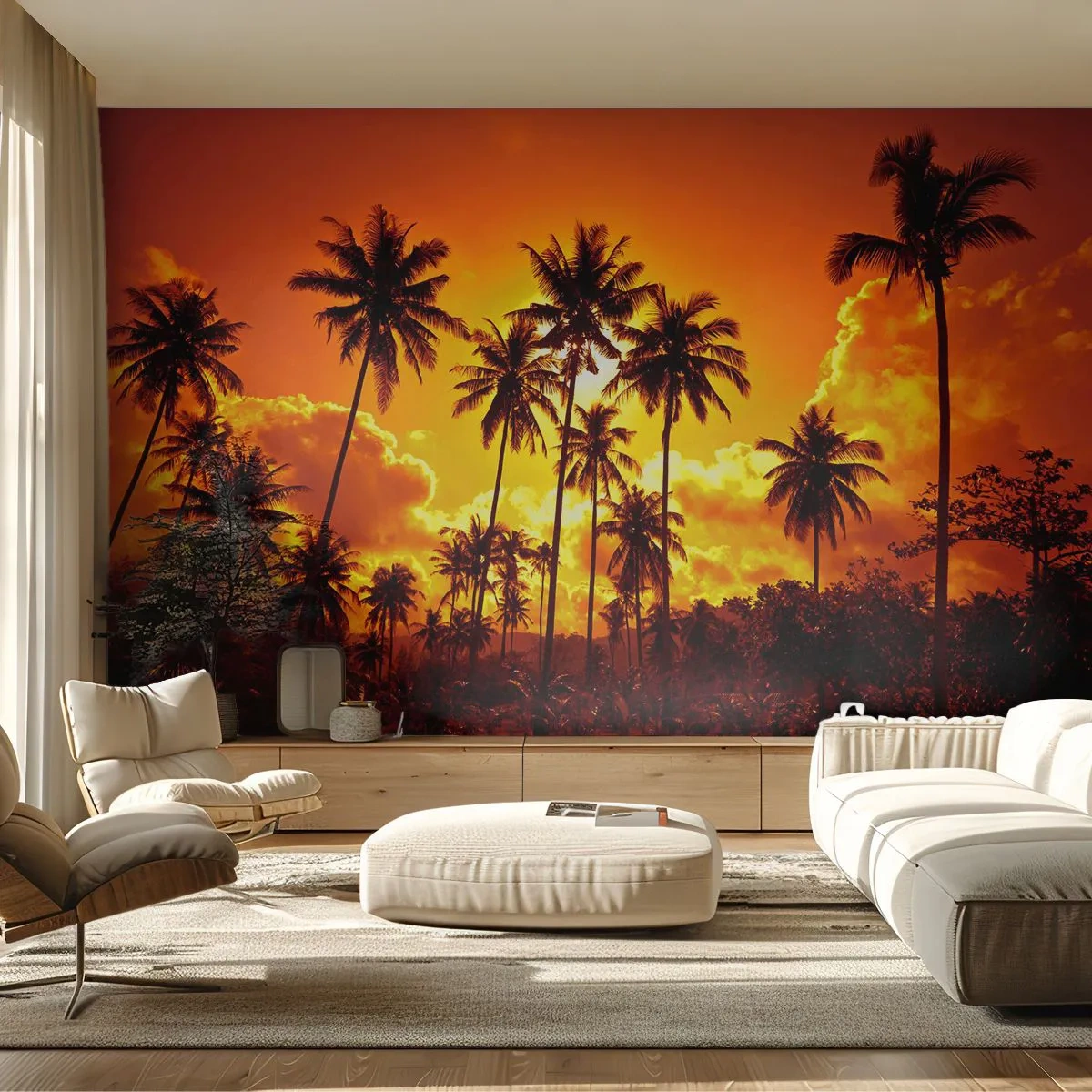 Fototapeta Premium Sand - Horia hory, horia lesy - palmy, trópy, slnko - 400x280 cm