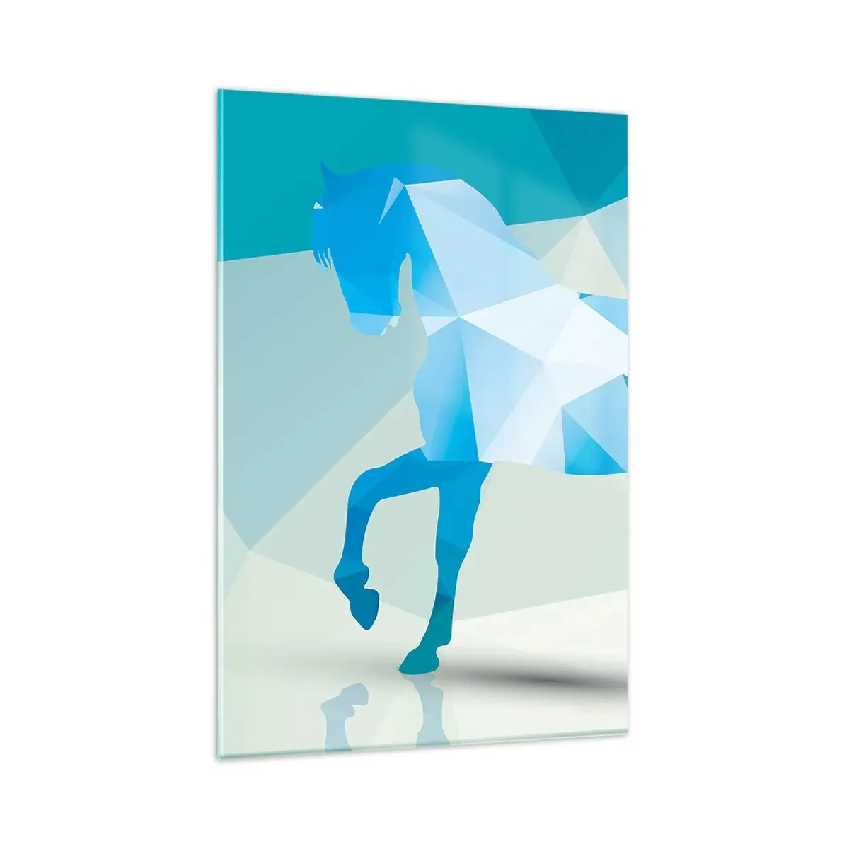 Obraz na skle - Geometrický kôň v tyrkyse - 80x120 cm