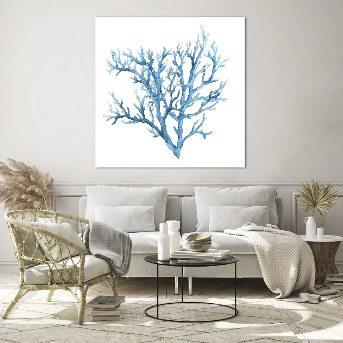 Obraz na skle - Morský filigrán - 60x60 cm