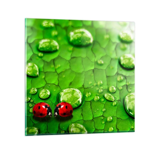 Obraz na skle - Stretnutie v zeleni - 30x30 cm