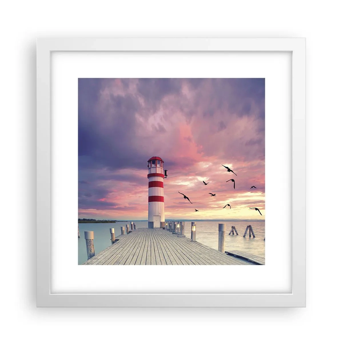 Plagát v bielom ráme - Čas ísť do prístavu - 30x30 cm