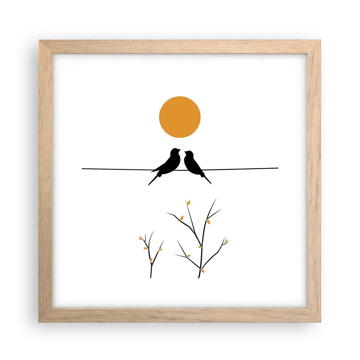 Plagát v ráme zo svetlého duba - Slávičí večer - 30x30 cm