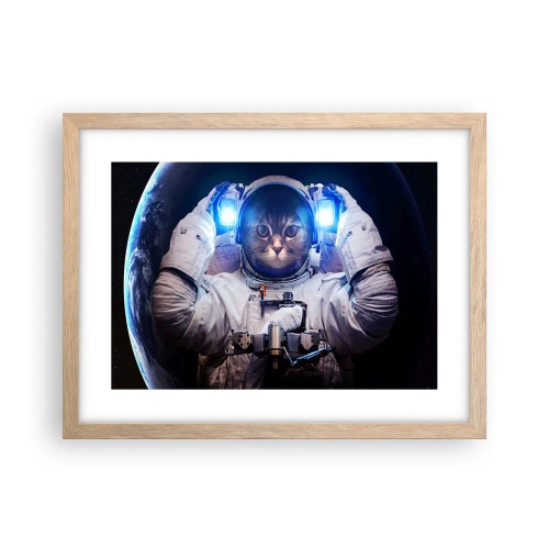 Plagát v ráme zo svetlého duba - Houston, máte problém - 40x30 cm