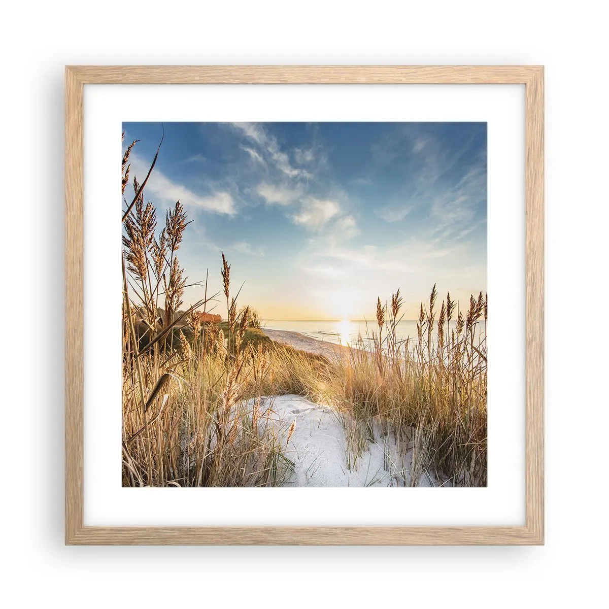 Plagát v ráme zo svetlého duba - Severná pláž - 40x40 cm