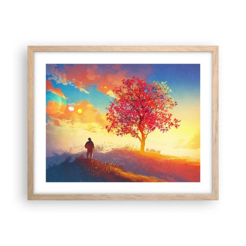 Plagát v ráme zo svetlého duba - Pútnik pri cieli - 50x40 cm