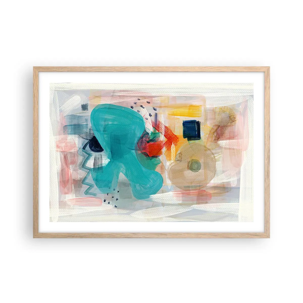 Plagát v ráme zo svetlého duba - Farebná hra - 70x50 cm