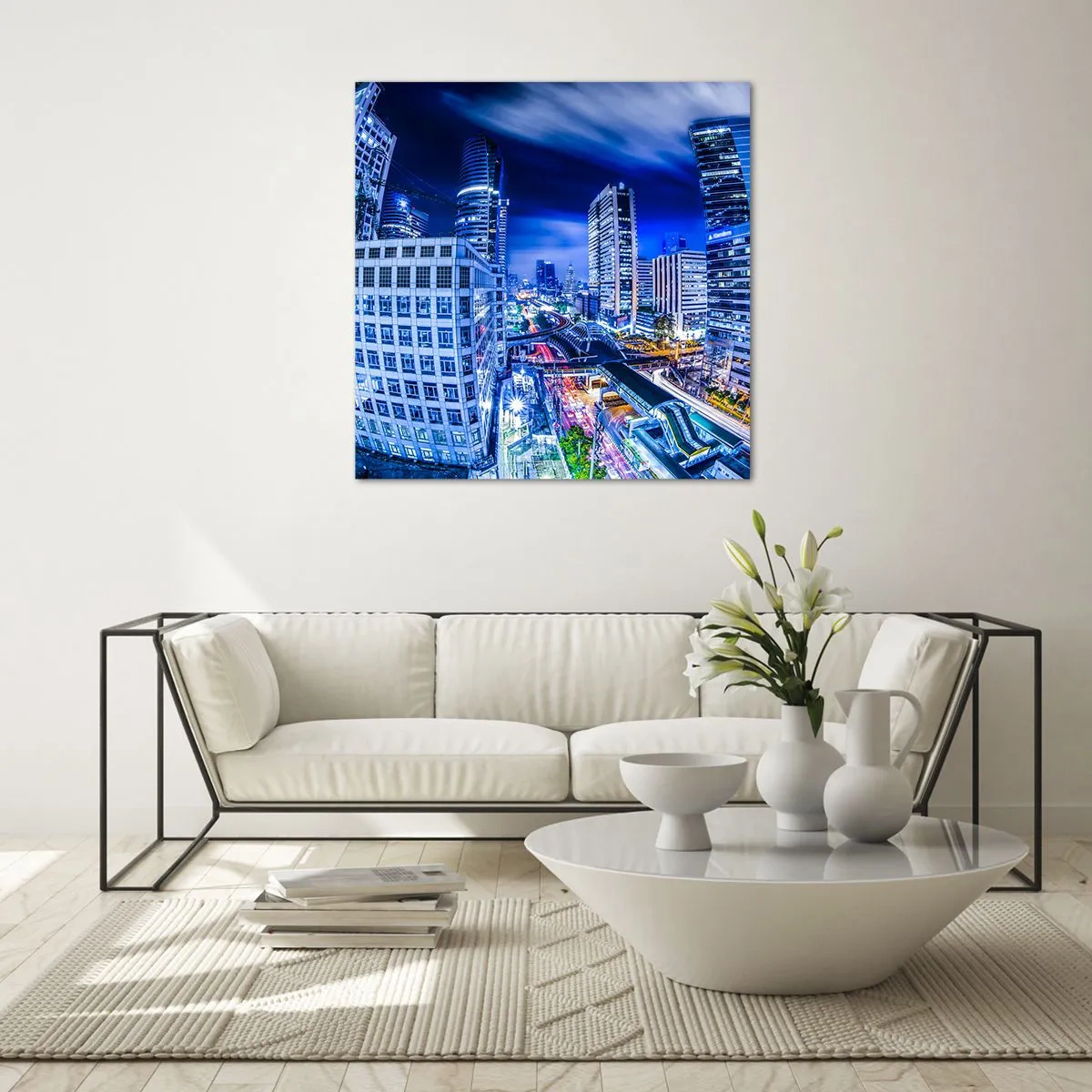 Obraz na skle - Rytmy nočného mesta - 60x60 cm
