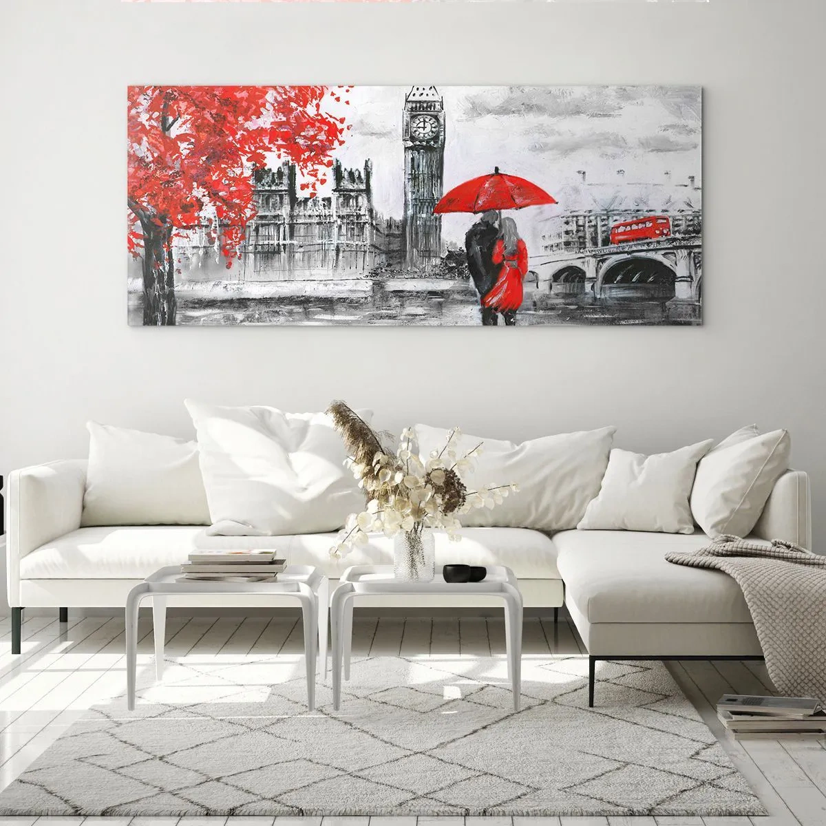 Obraz na skle - Zamilovaní do Londýna - 100x40 cm