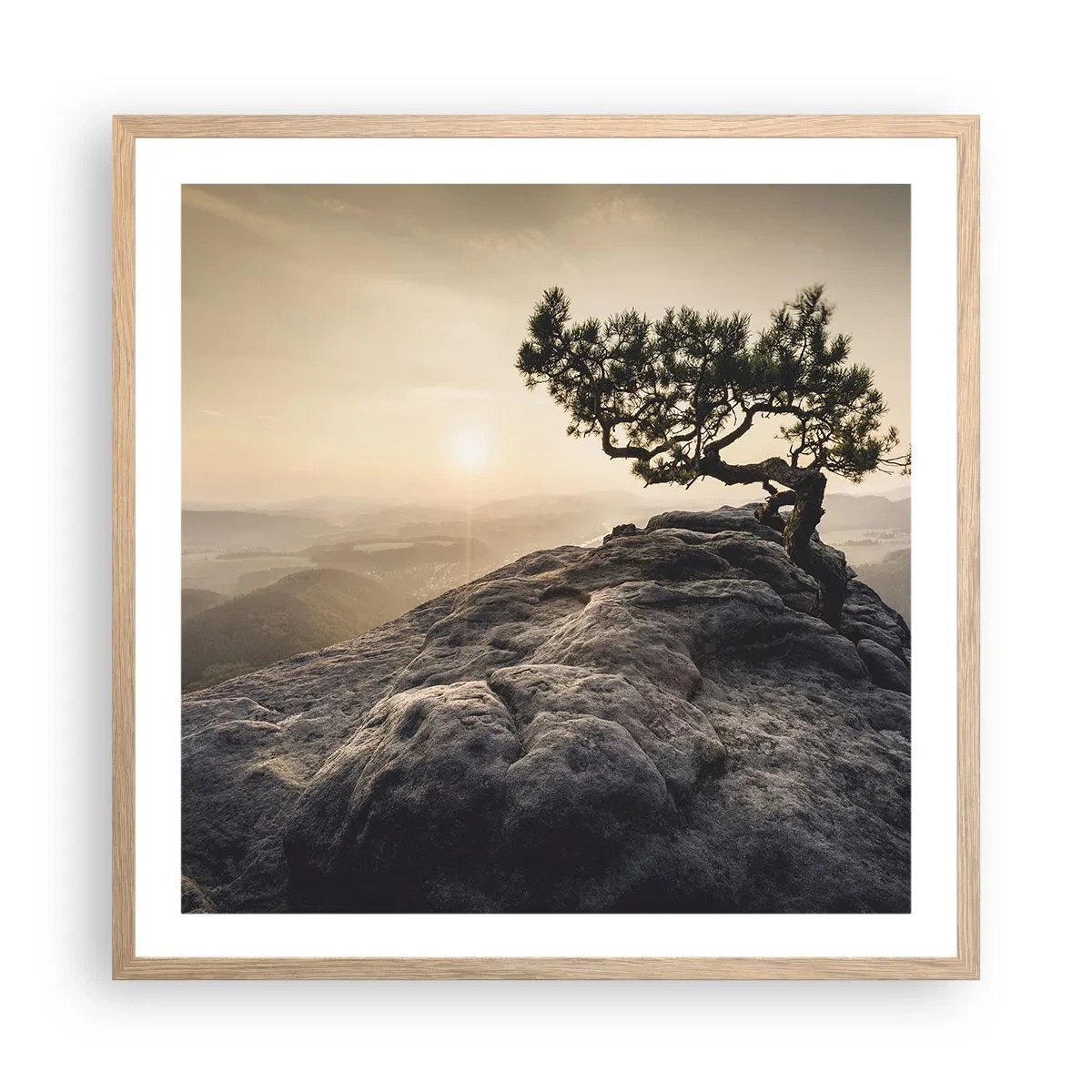 Plagát v ráme zo svetlého duba - Život vždy víťazí - 60x60 cm