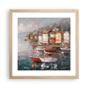 Plagát v ráme zo svetlého duba - Romantický prístav - 40x40 cm