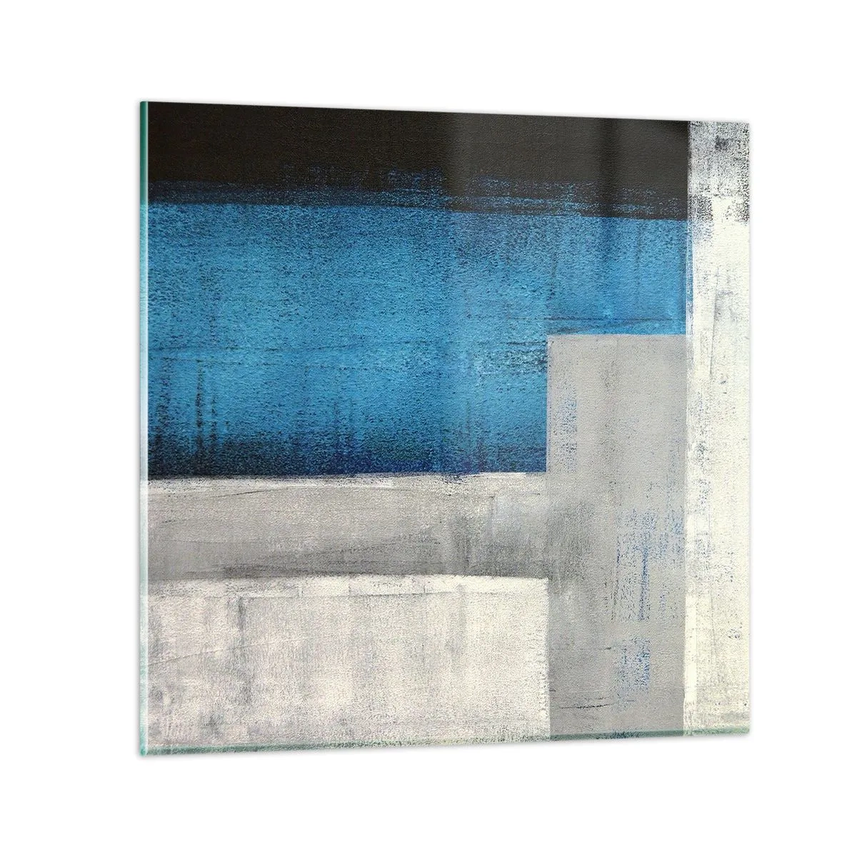 Obraz na skle - Poetická kompozícia šedej a modrej - 60x60 cm