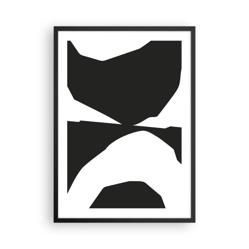 Plagát v čiernom ráme - Abstraktná čiernobiela kompozícia - 50x70cm - Positive-negative - Moderná nástenná dekorácia do obývacej izby a spálne ARTTOR