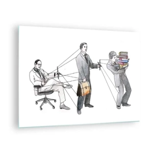 Obraz na skle - Ilustrácia hierarchie kancelárskych prác - 70x50cm - Každý má svojho pána - Moderná nástenná dekorácia do obývacej izby a spálne ARTTOR